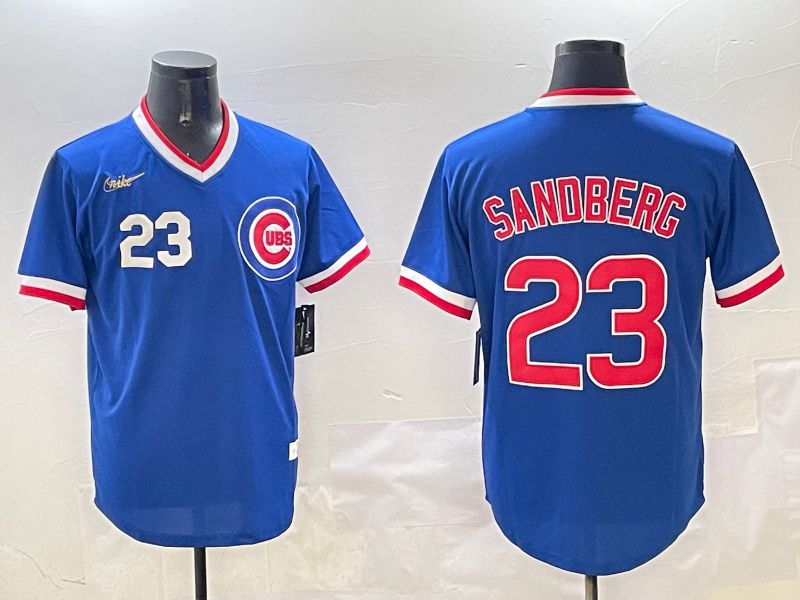 Men Chicago Cubs 23 Sandberg Blue Throwback Game 2025 Nike MLB Jersey style 3162
